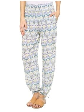 Tory Burch Provence Mosaic Print Multicolor Floral Beach Jogger Pants Size M